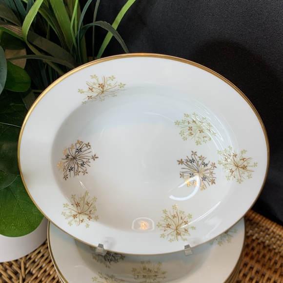 Set of 8 vintage MCM Noritake black and gold SNOWFLAKE 6934 berry bowl - Picture 3 of 8